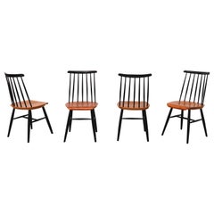 Set of 4 Tapiovaara Style Spindle Back Dining Chairs