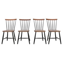 Set of 4 Tapiovaara Style Spindle Back Dining Chairs