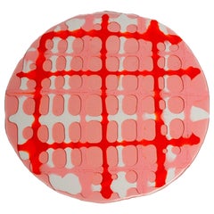 Lot de 4 tapis de table en tartan rose clair, rose mat, orange et blanc par Paola Navone