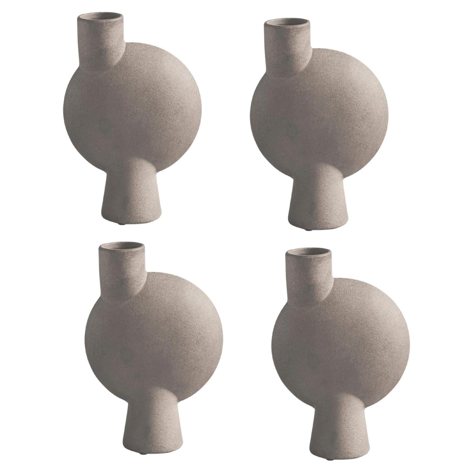 Set of 4 Taupe Medio Sphere Vase Bubl by 101 Copenhagen