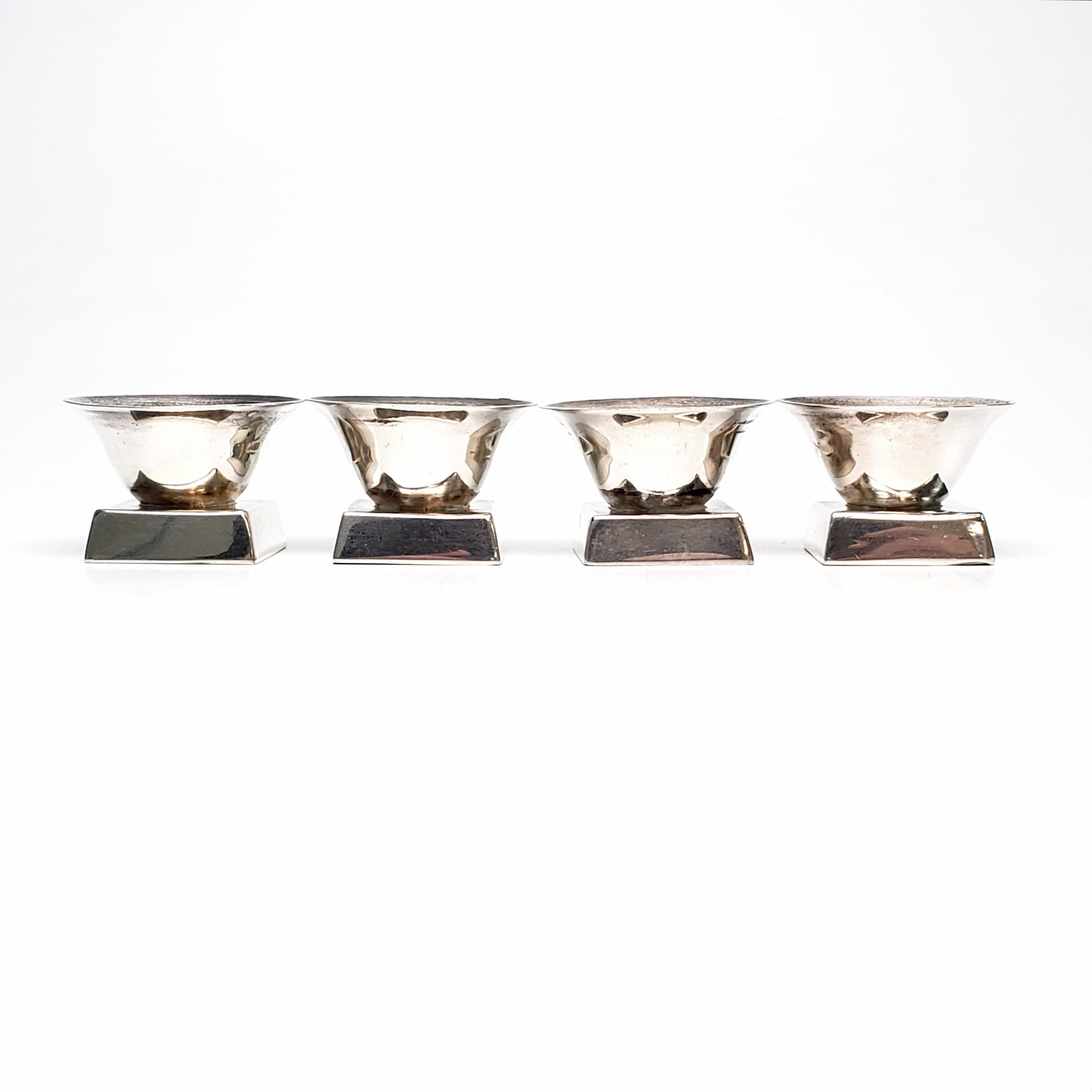 Unknown Set of 4 Taxco Mexico William Spratling Sterling Silver Salt Cellars, No Spoon