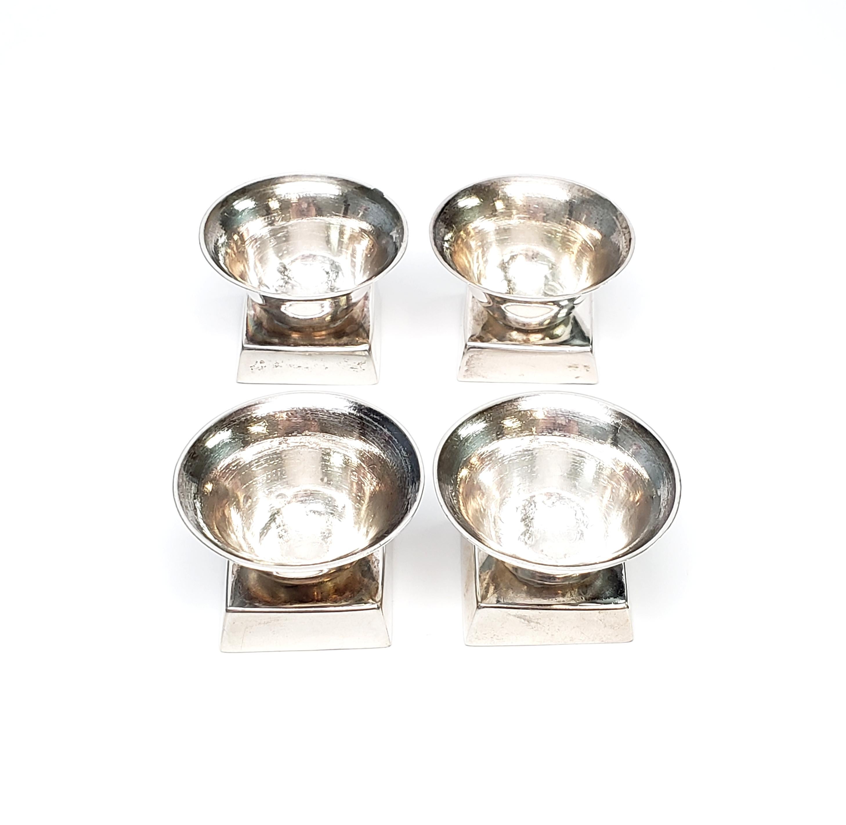 Set of 4 Taxco Mexico William Spratling Sterling Silver Salt Cellars, No Spoon In Good Condition In Washington Depot, CT