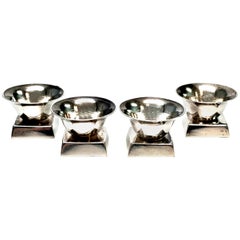 Set of 4 Taxco Mexico William Spratling Sterling Silver Salt Cellars, No Spoon