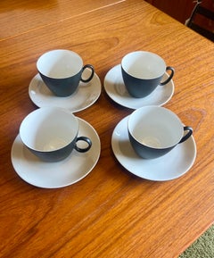 Set of 4 Tea/Coffee Cups & Saucers Designed by Raymond Loewy for Continental