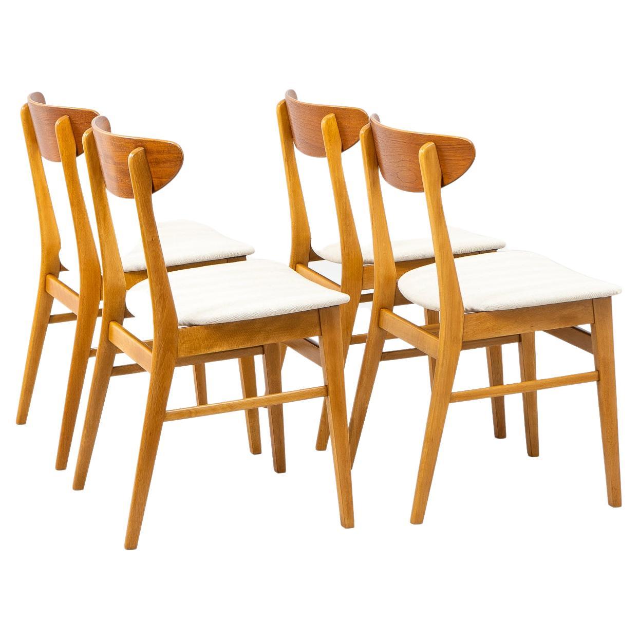 Satz von 4 Stühlen aus Teakholz und Buchenholz, Modell 210 von Farstrup Stolefabrik, um 1960