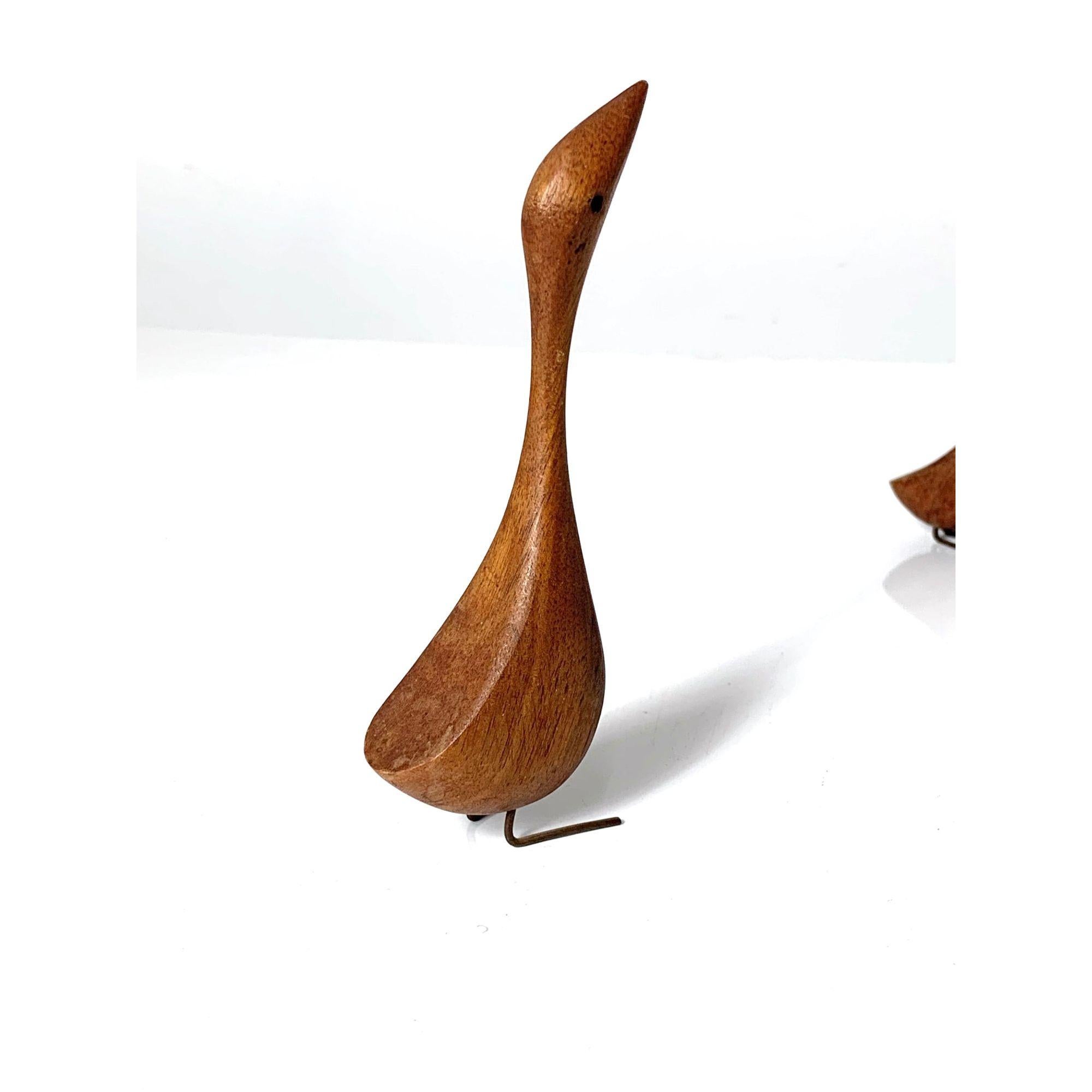 Set of 4 Teak Bird Sculptures in the Style of Jacob Hermann circa 1950s For Sale 1