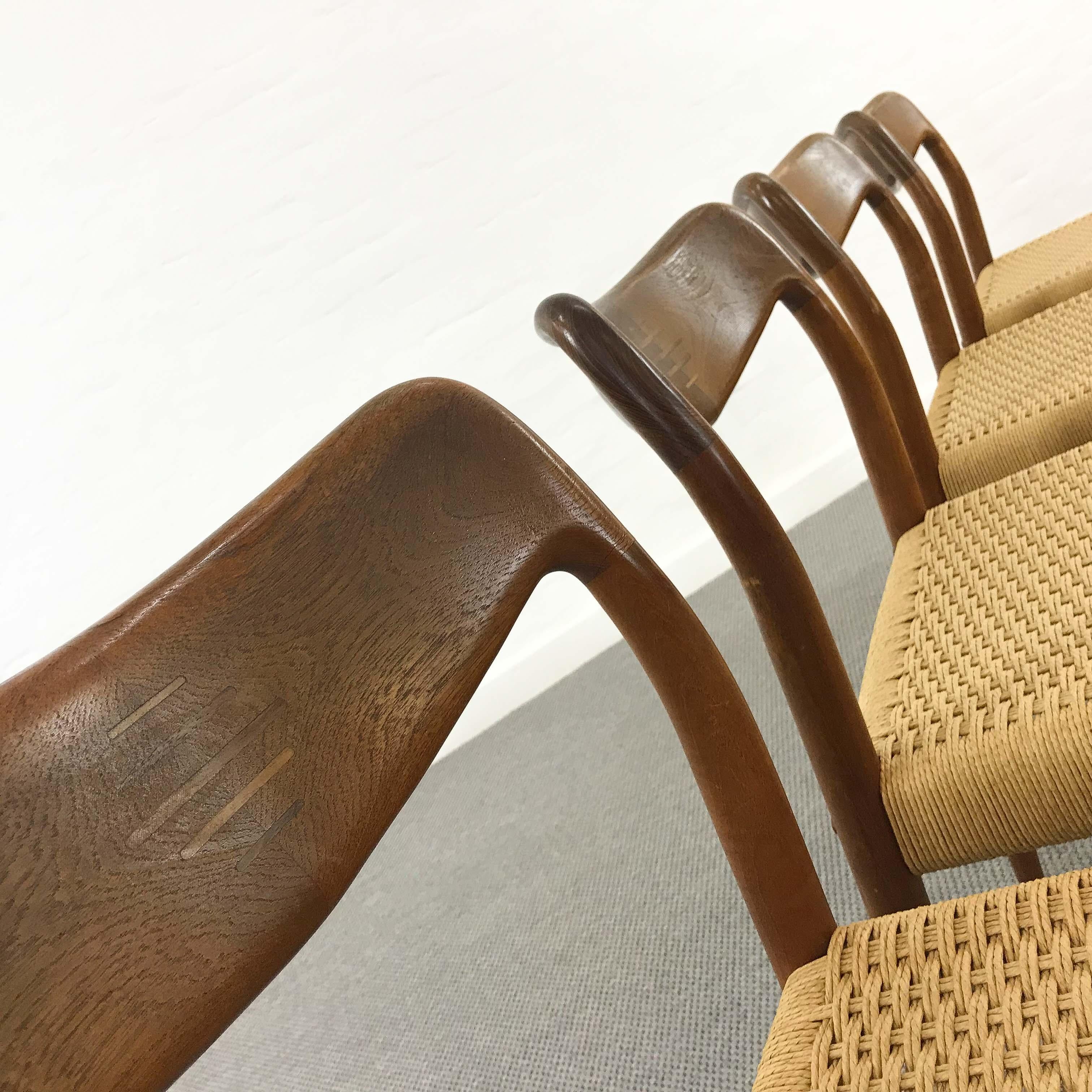 Set of 4 Teak Chairs with Papercord Seat by Johannes Andersen for Uldum, Denmark 8