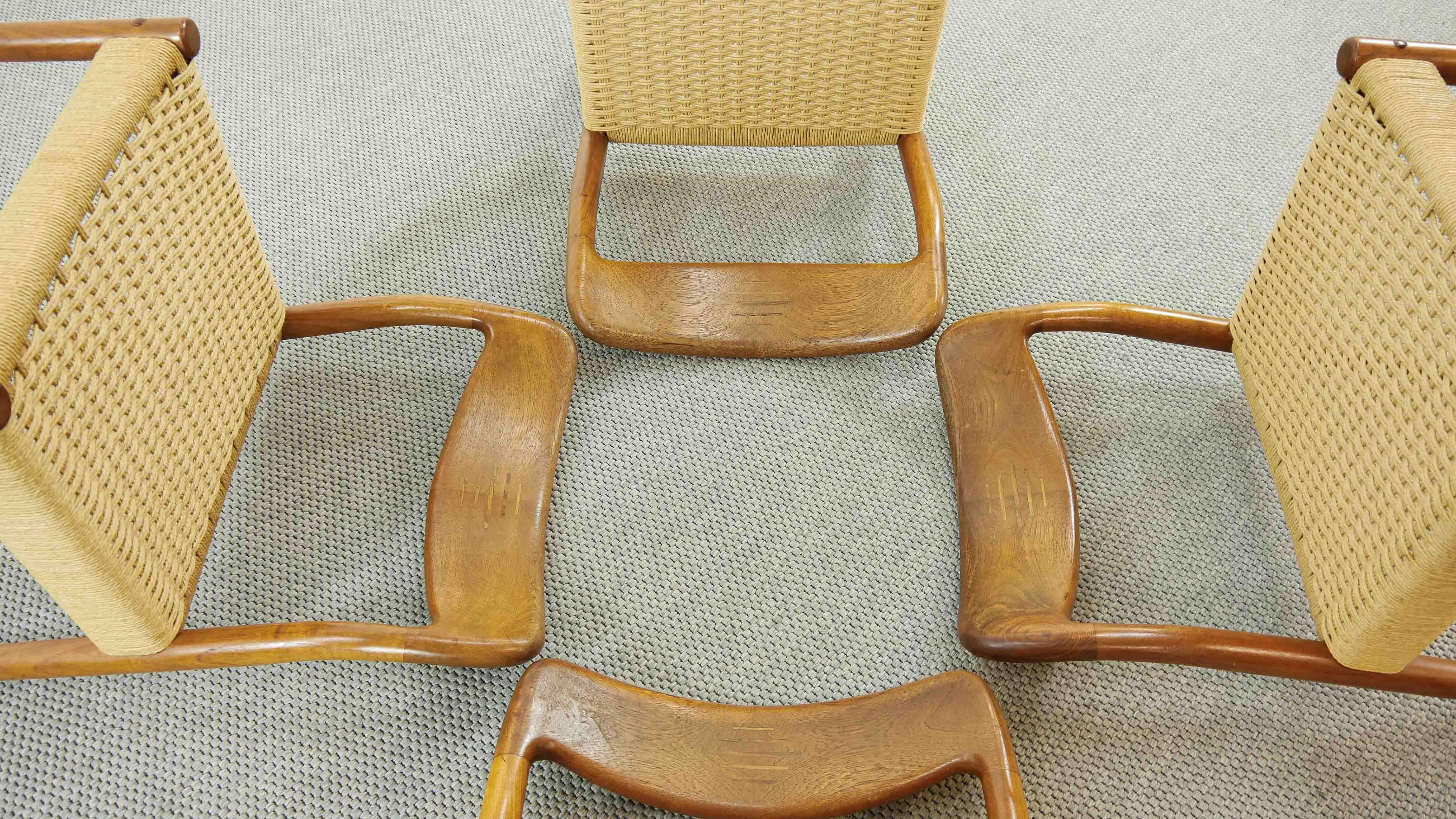 Set of 4 Teak Chairs with Papercord Seat by Johannes Andersen for Uldum, Denmark 10