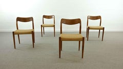 Set of 4 Teak Chairs with Papercord Seat by Johannes Andersen for Uldum, Denmark