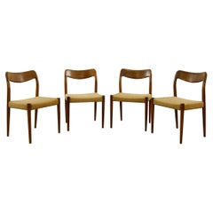 Set of 4 Teak Chairs with Papercord Seat by Johannes Andersen for Uldum, Denmark