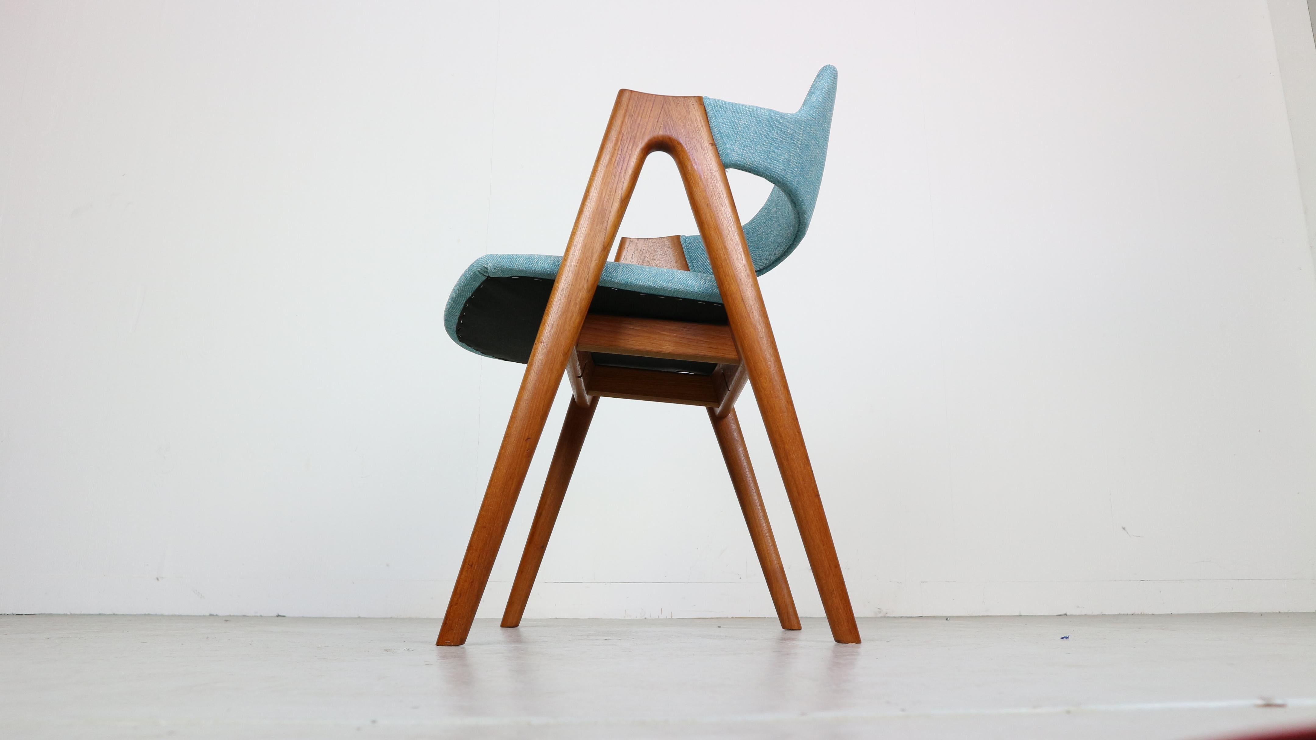 Set of 4 Teak Compass Chairs by Kai Kristiansen for SVA Møbler In Good Condition In The Hague, NL