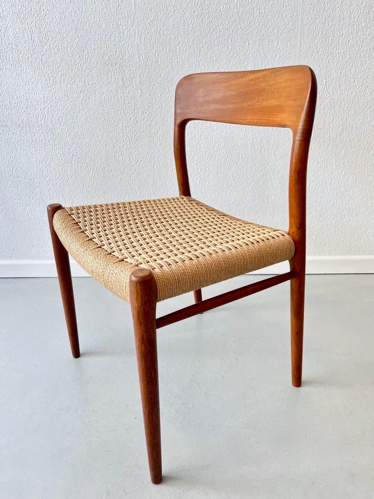 Set of 4 Teak & Cord Dining Chairs by Niels Møller, Denmark ca. 1960s 3