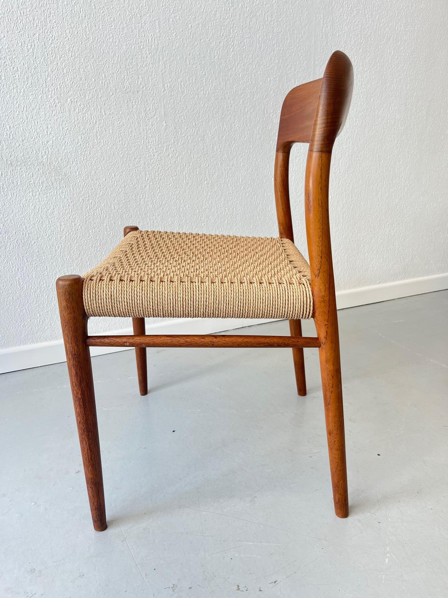 Set of 4 Teak & Cord Dining Chairs by Niels Møller, Denmark ca. 1960s 4