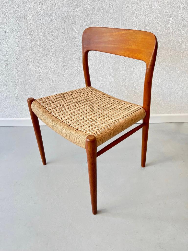 Set of 4 Teak & Cord Dining Chairs by Niels Møller, Denmark ca. 1960s 6