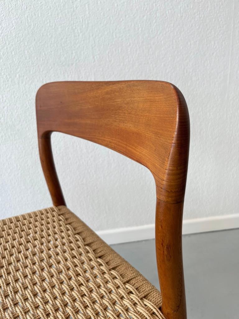 Papercord Set of 4 Teak & Cord Dining Chairs by Niels Møller, Denmark ca. 1960s
