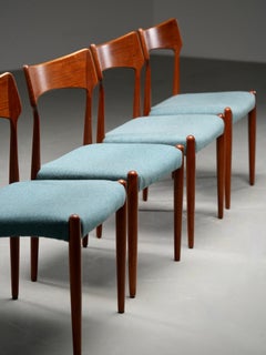 Satz von 4 Teak-Esszimmerstühlen von C. Linneberg & B. Pedersen, 1970er Jahre