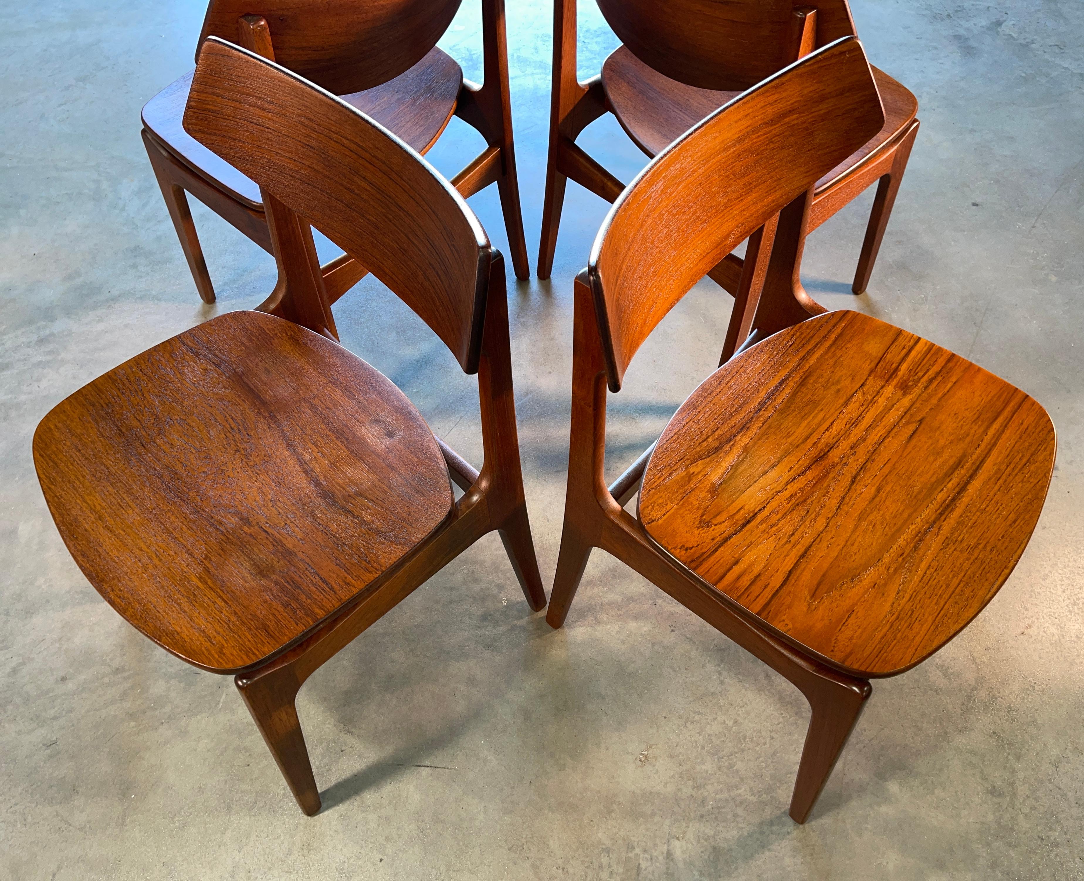 Set of 4 Teak Dining Chairs by Erik Buch for Funder-Schmidt & Madsen, Odense 3