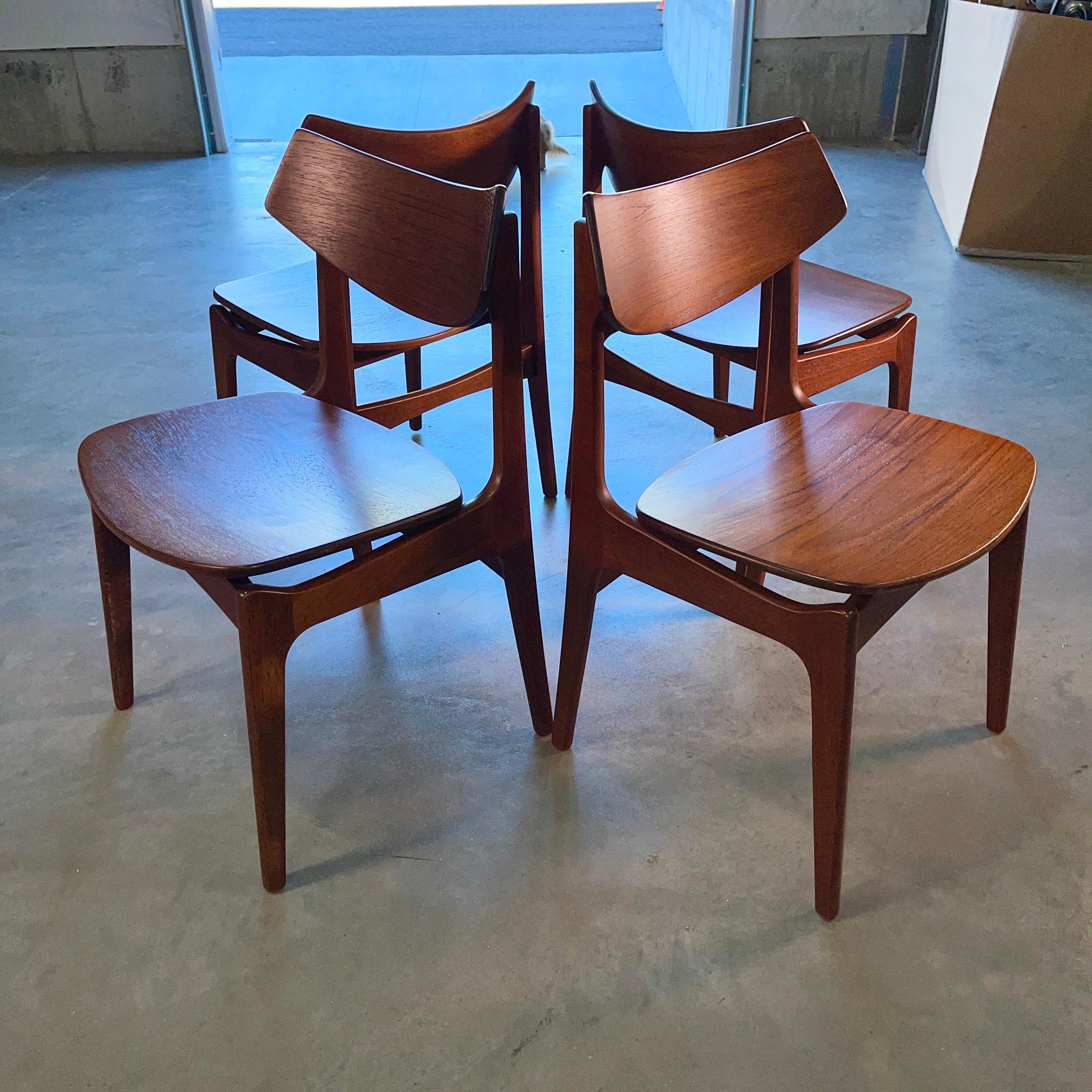Set of 4 Teak Dining Chairs by Erik Buch for Funder-Schmidt & Madsen, Odense 1
