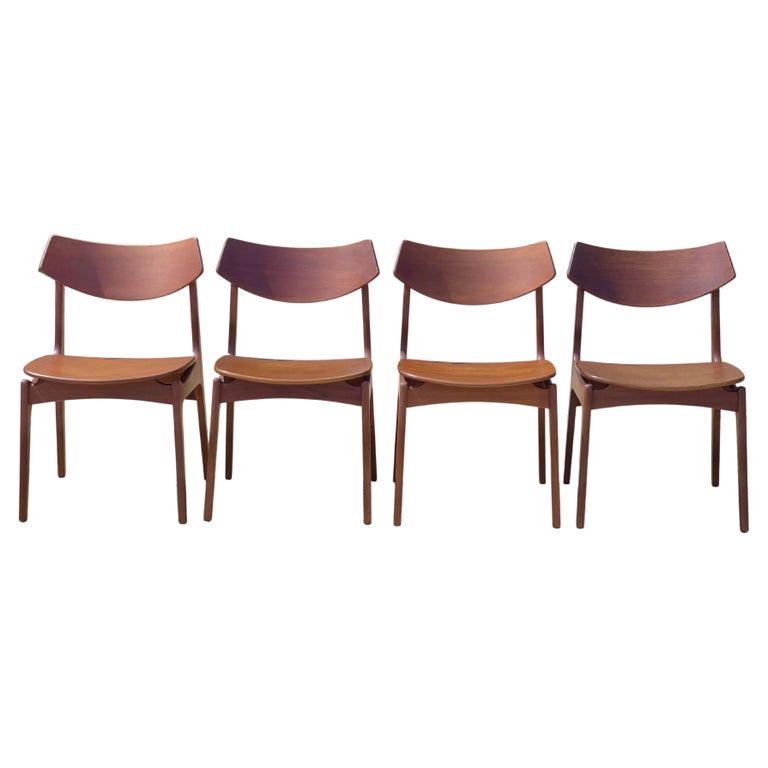 Set of 4 Teak Dining Chairs by Erik Buch for Funder-Schmidt & Madsen, Odense For Sale