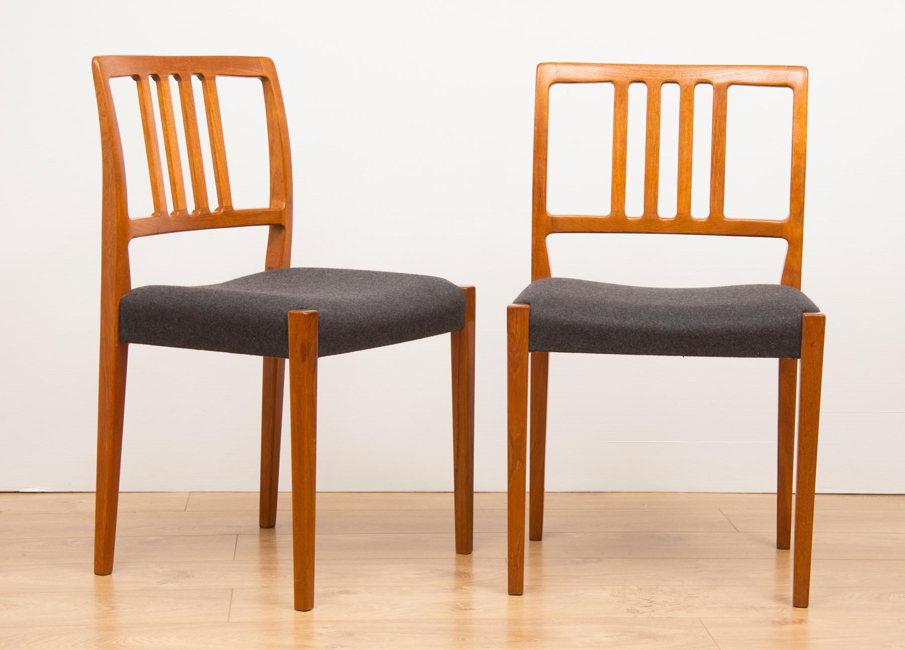 Set of 4 teak dining chairs by Hugo Troeds Bjärnum, Swedish, circa 1960s. Newly upholstered.