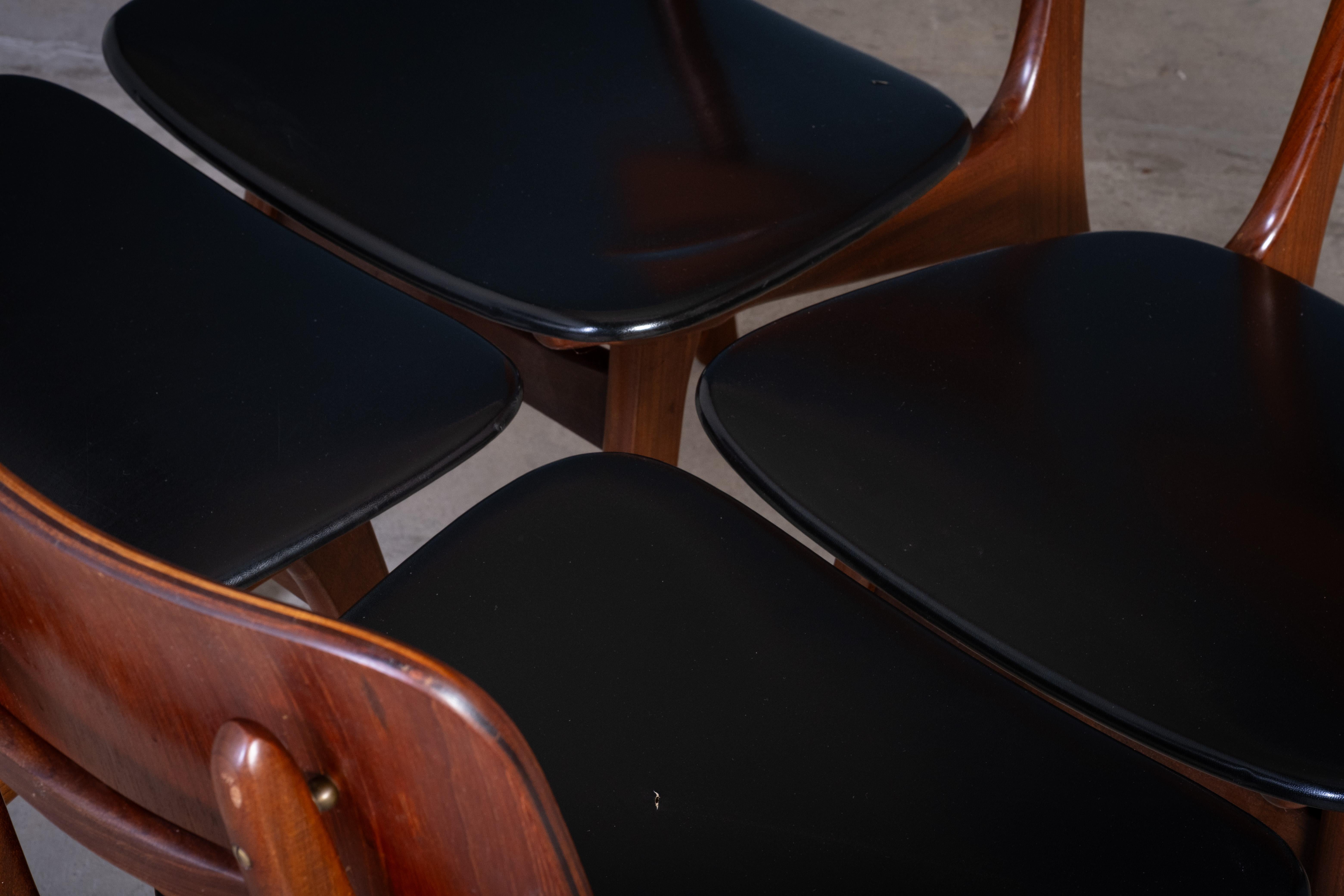 Danese Set di 4 sedie da pranzo in teak di Ib Kofod-Larsen, anni '60 in vendita