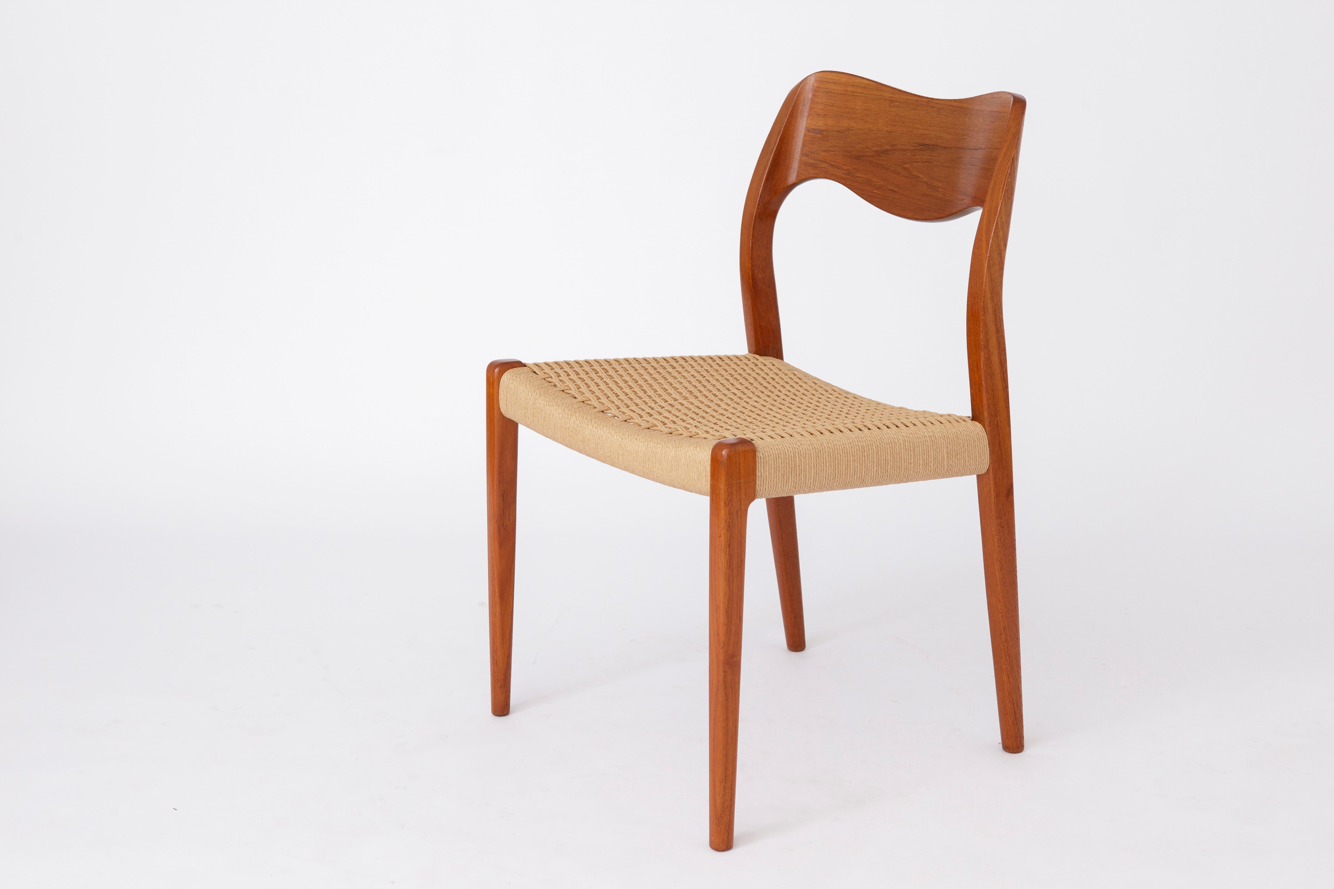 Lucidato Set of 4 Teak Dining Chairs by Niels Otto Møller – Model 71, Danish Mid-Century in vendita