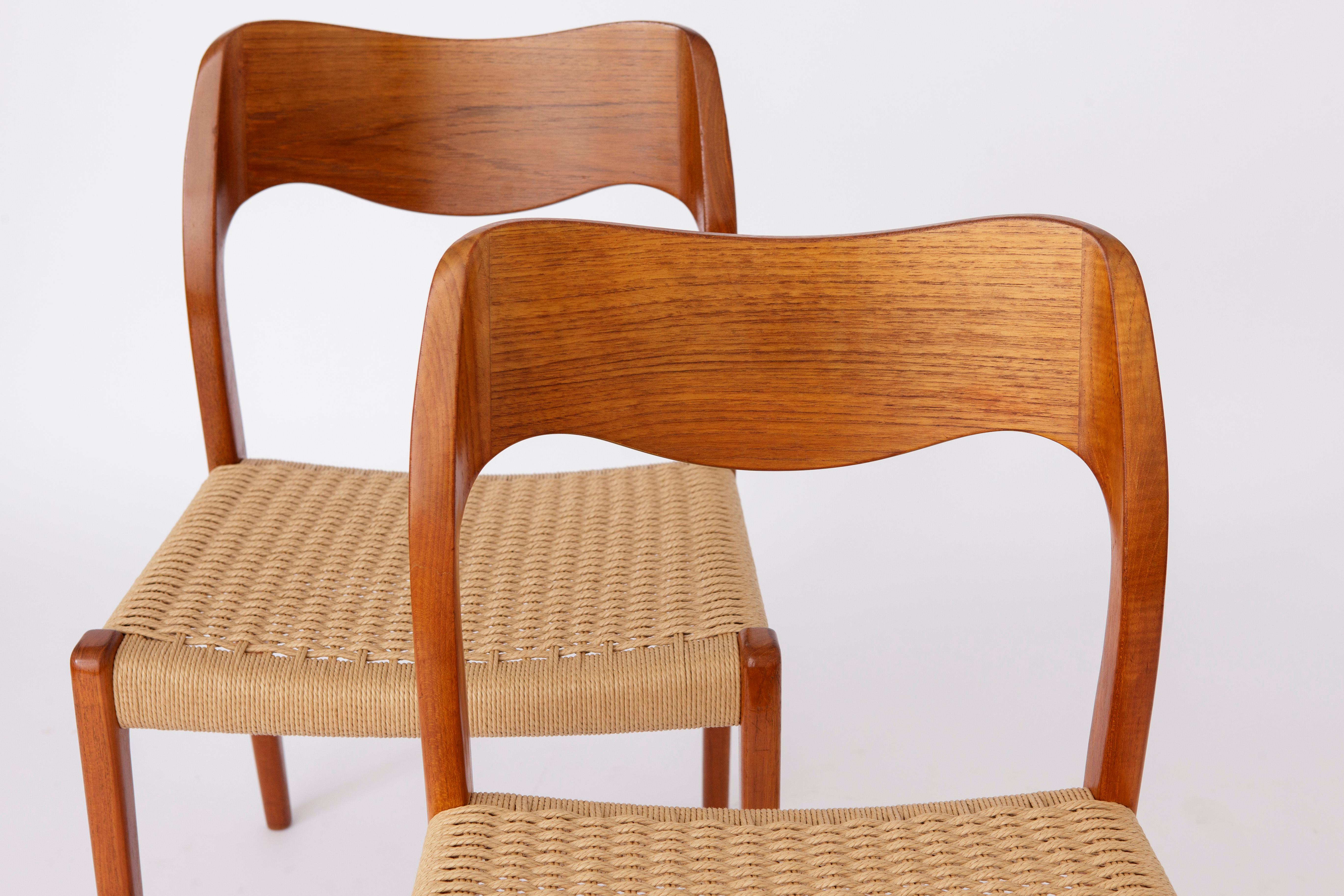 Set of 4 Teak Dining Chairs by Niels Otto Møller – Model 71, Danish Mid-Century in vendita 2