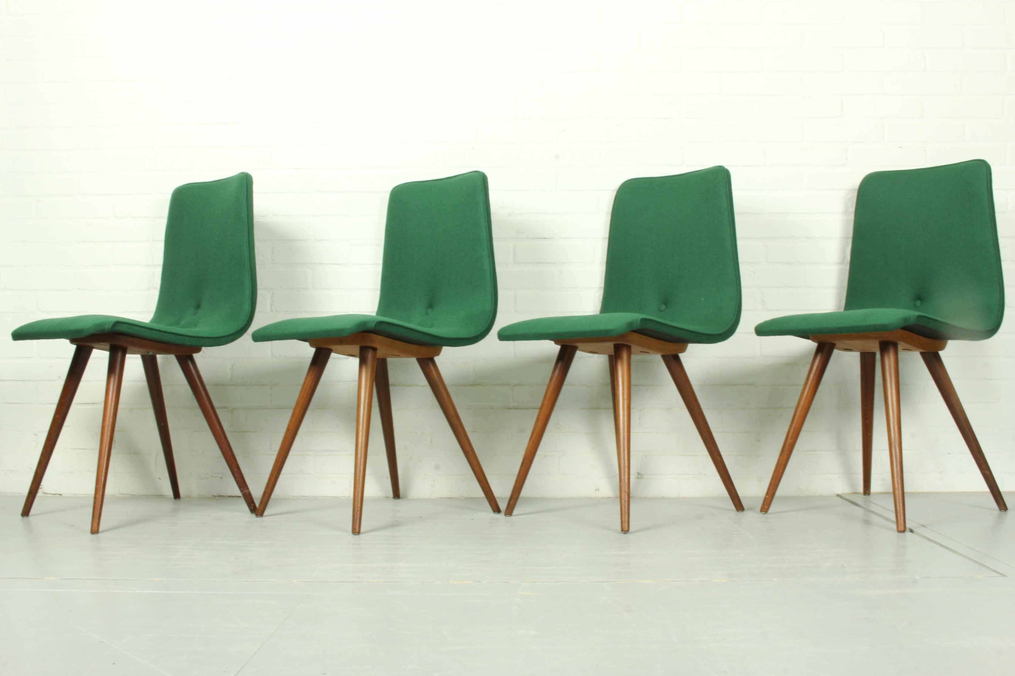 Dutch Set of 4 Teak Dining Chairs by Van Os, 1950s For Sale