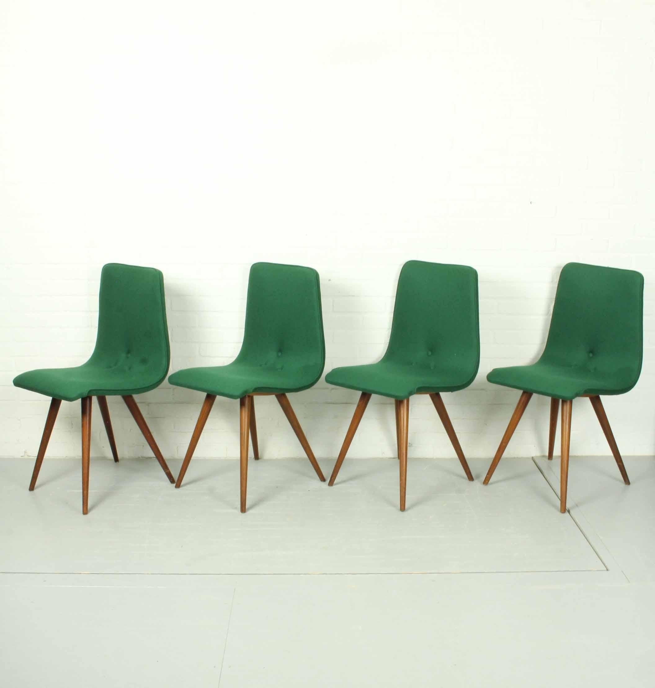 20th Century Set of 4 Teak Dining Chairs by Van Os, 1950s For Sale