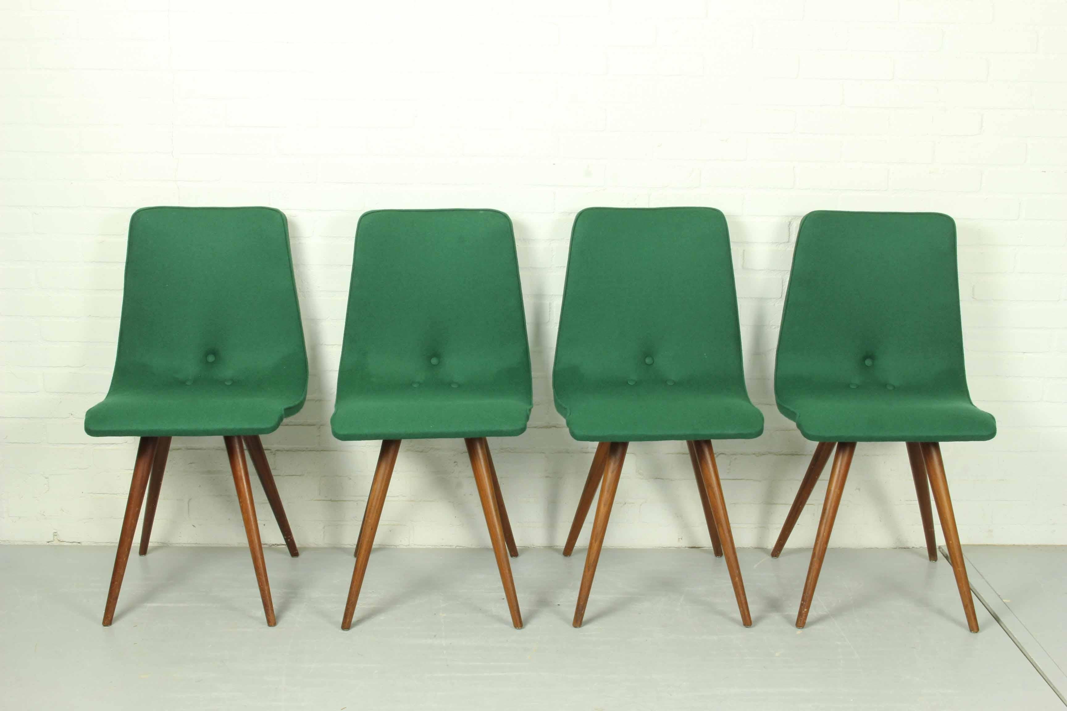 Set of 4 Teak Dining Chairs by Van Os, 1950s For Sale 1