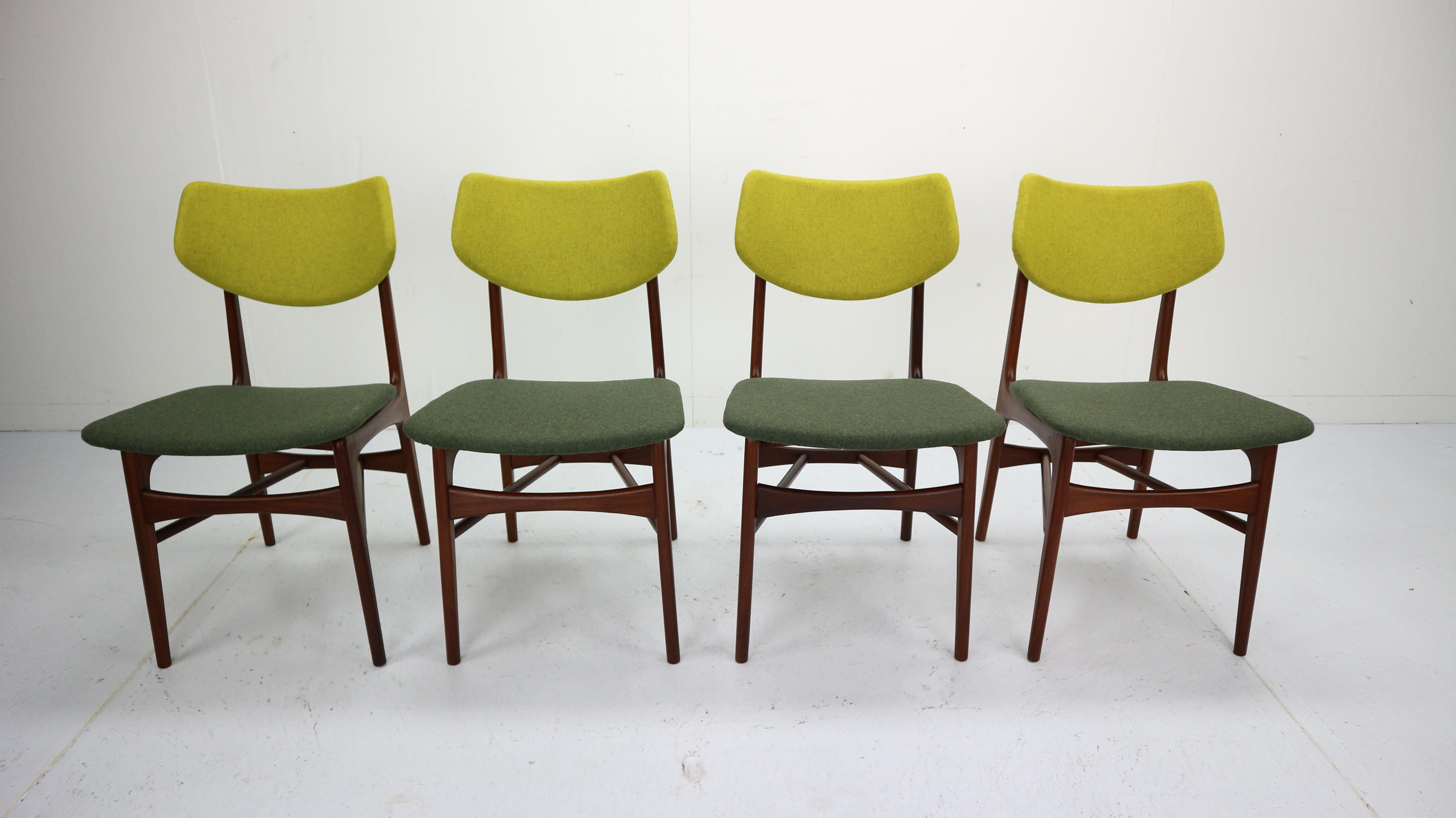 Dutch Set of 4 Teak Dining Chairs Hamar by Louis Van Teeffelen for Wébé, 1960s