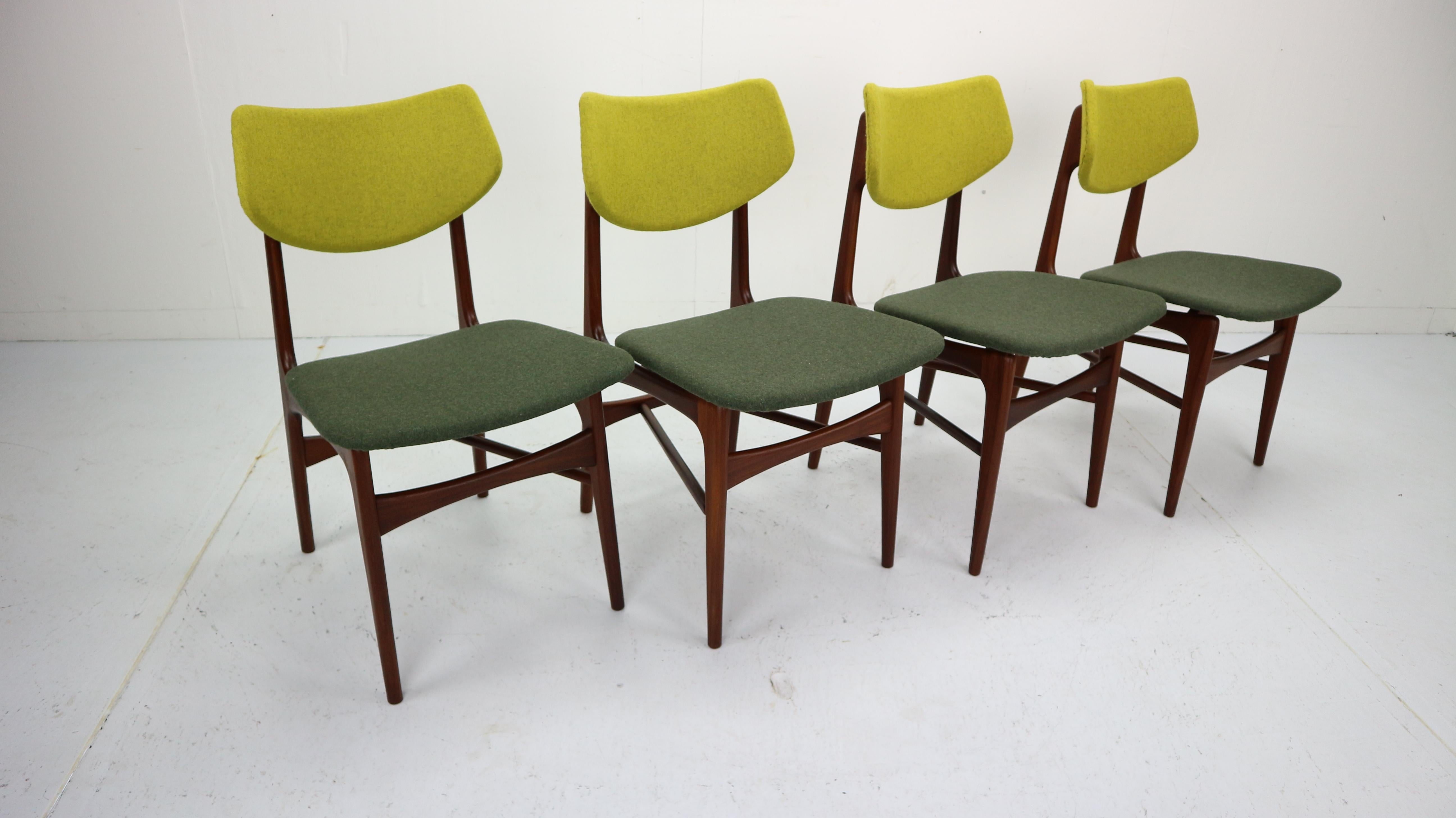 Mid-20th Century Set of 4 Teak Dining Chairs Hamar by Louis Van Teeffelen for Wébé, 1960s