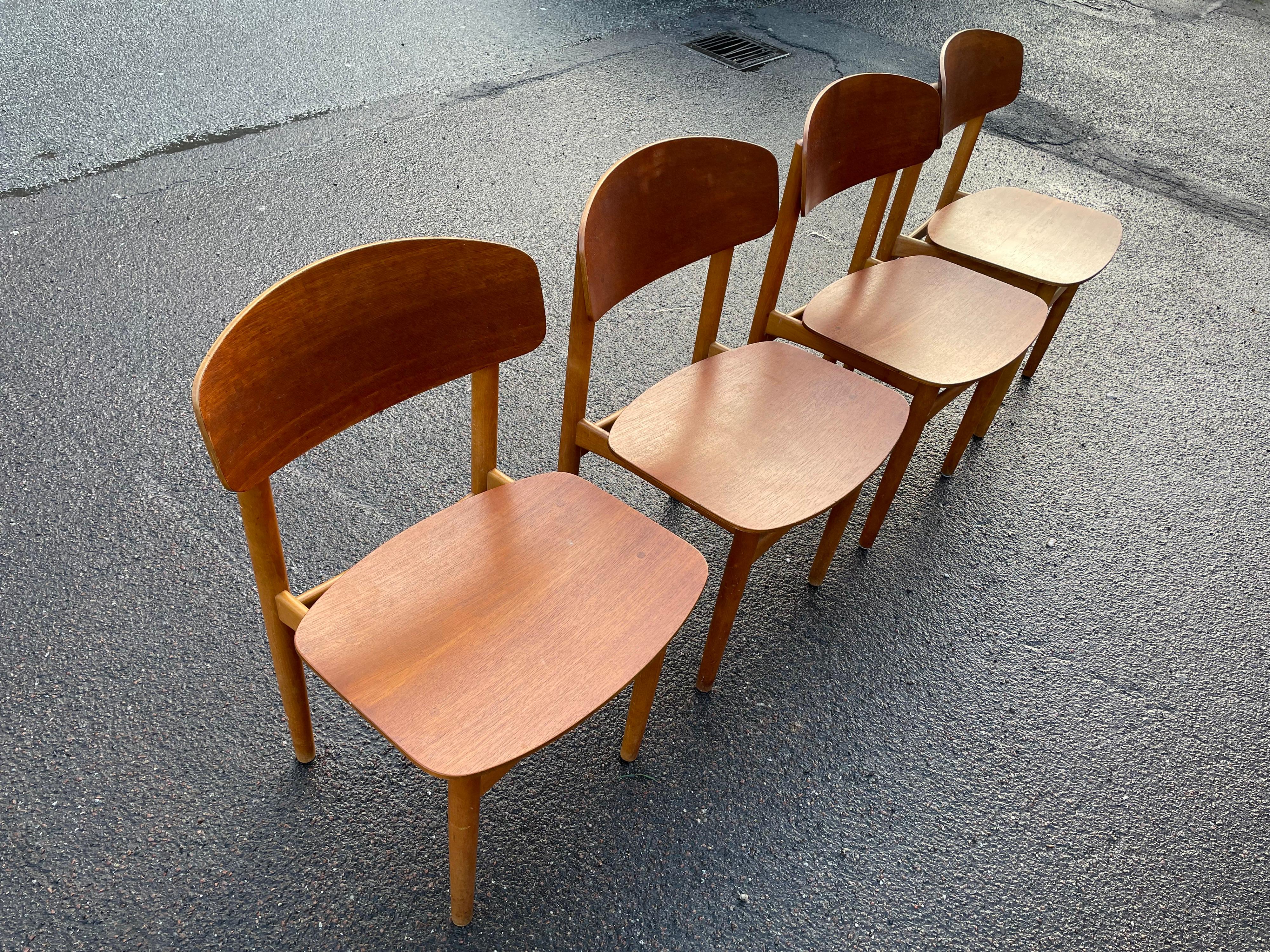 Set of 4 Teak Dining Chairs, Model 122, Designed by Børge Mogensen 2