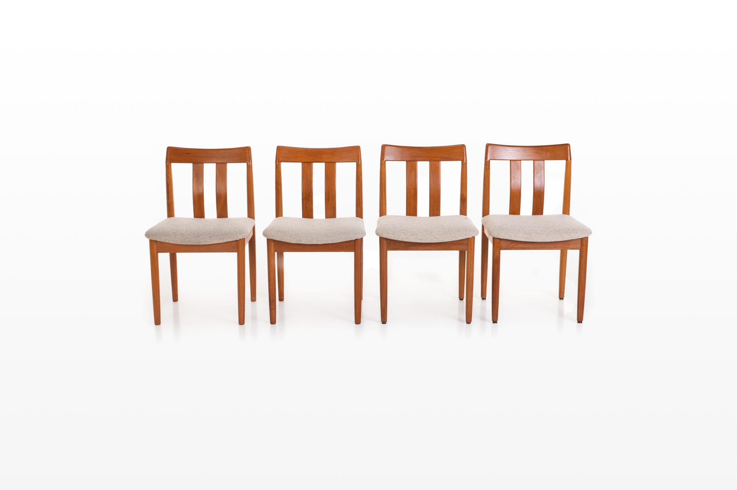Scandinavian Modern Set of 4 Teak Dining Room Chairs by Vamdrup, Denmark 1960s