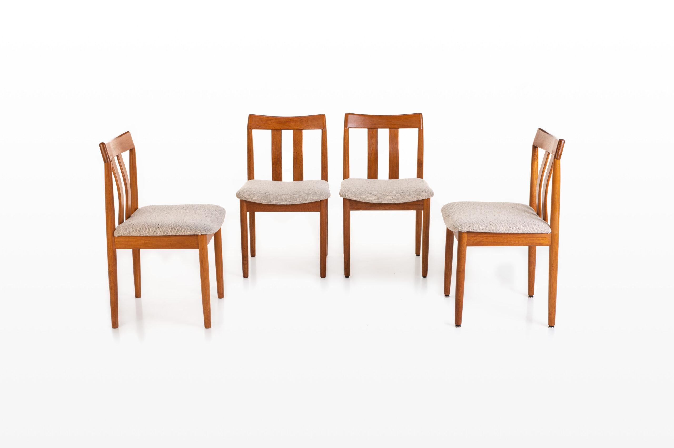 Danish Set of 4 Teak Dining Room Chairs by Vamdrup, Denmark 1960s