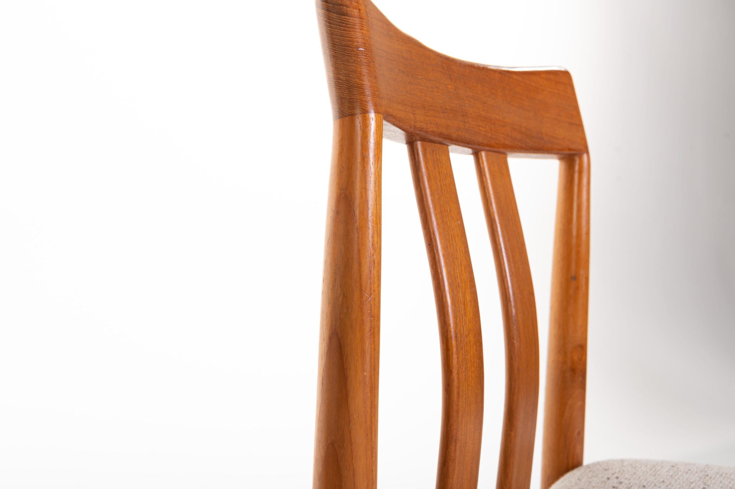 Fabric Set of 4 Teak Dining Room Chairs by Vamdrup, Denmark 1960s