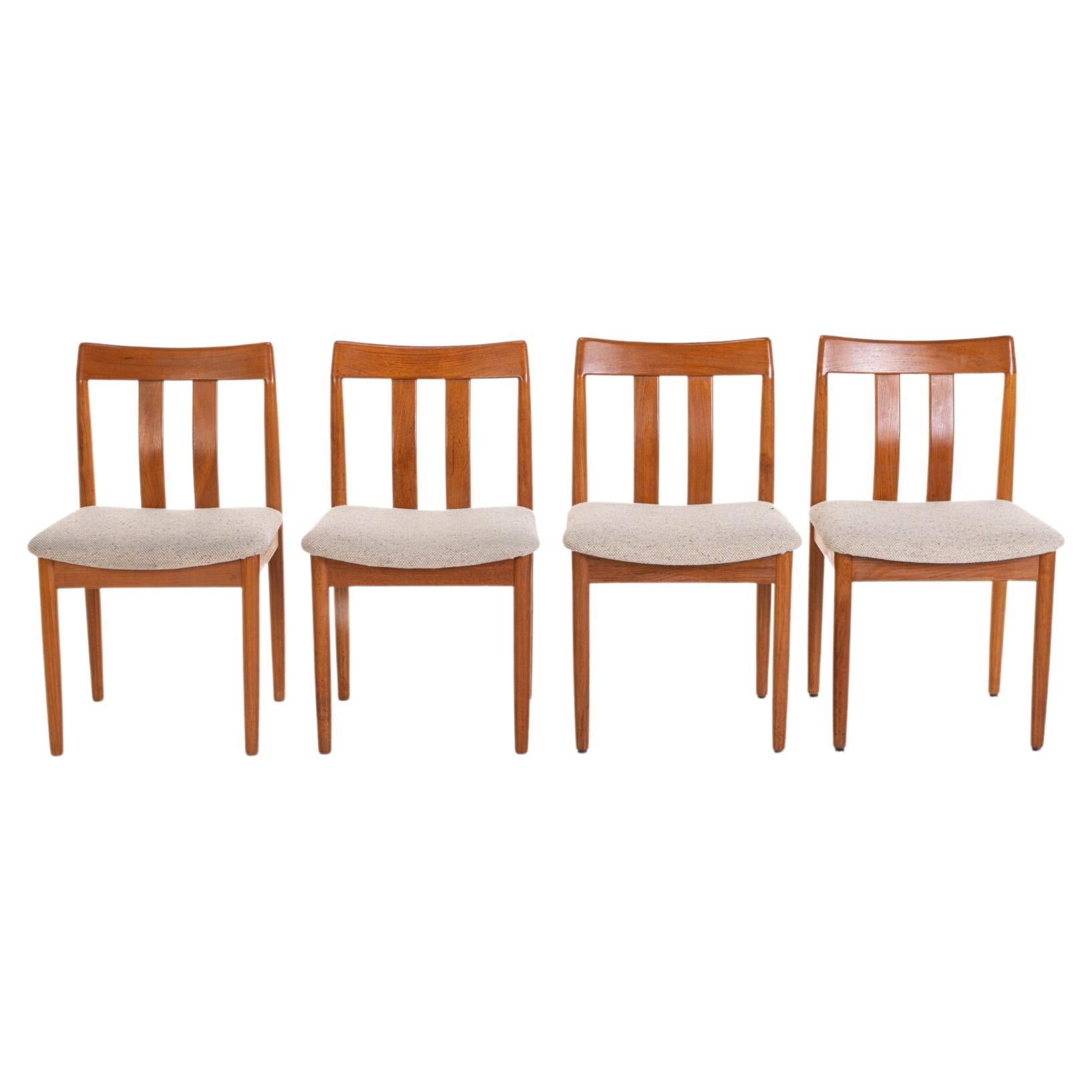 Set of 6 Dining Chairs in Teak and Purple Fabric, Denmark, 1960s For