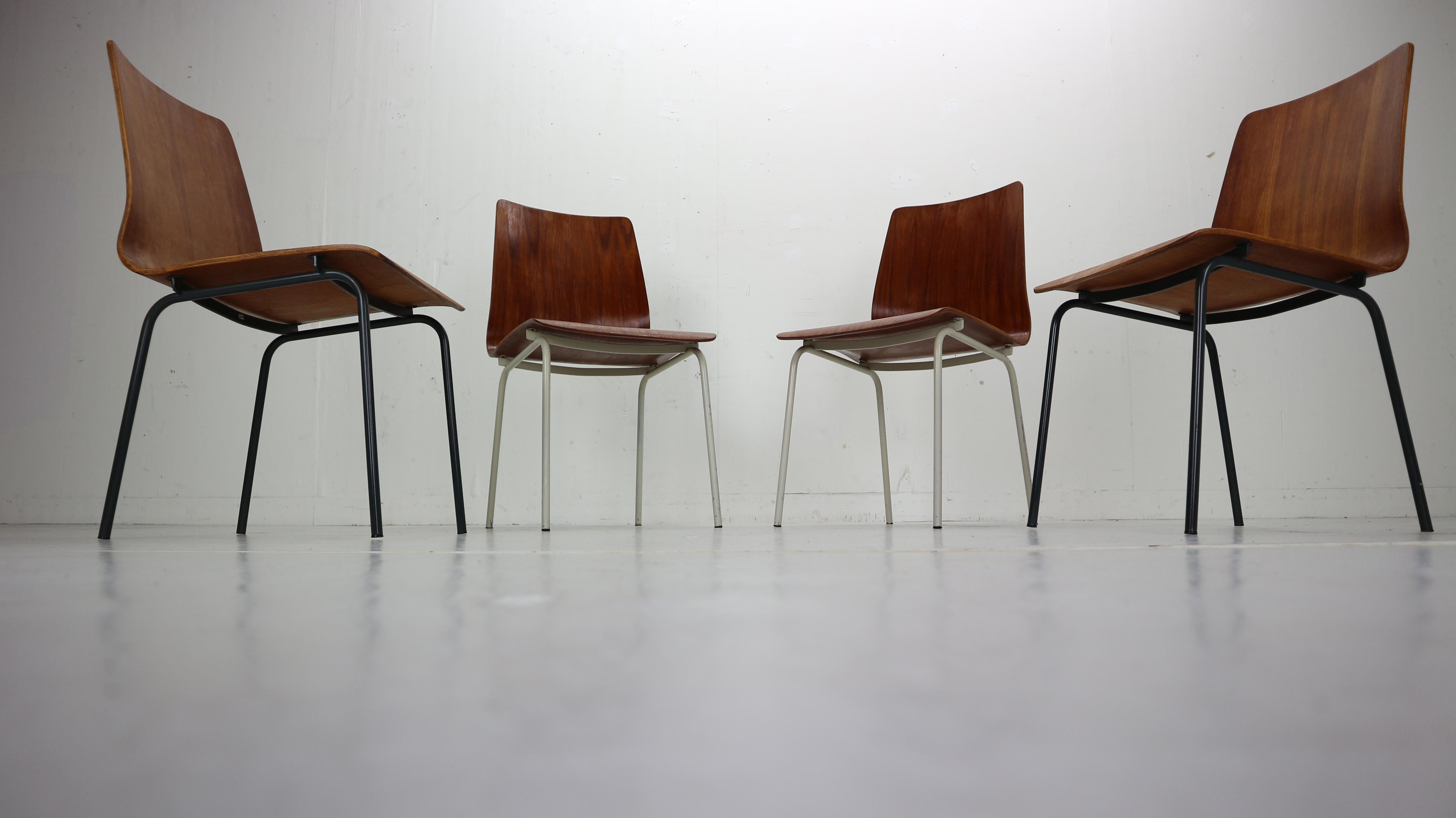Dutch Set of 4 Teak Dinning Room Chairs 
