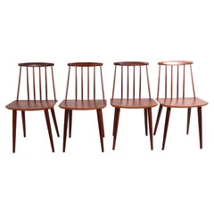 Set of 4 Teak Folke Palsson Danish Mid-Century Modern J 77 Chairs by FDB Mobler