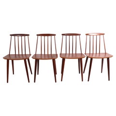 Folke Palsson ensemble de 4 chaises danoises J 77 en teck, de style moderne du milieu du siècle, par FDB Mobler