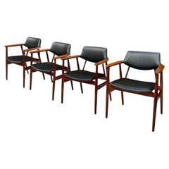 Set of 4 Teak & Leatherette Dining Chairs by Svend Aage Eriksen, Denmark 1960's