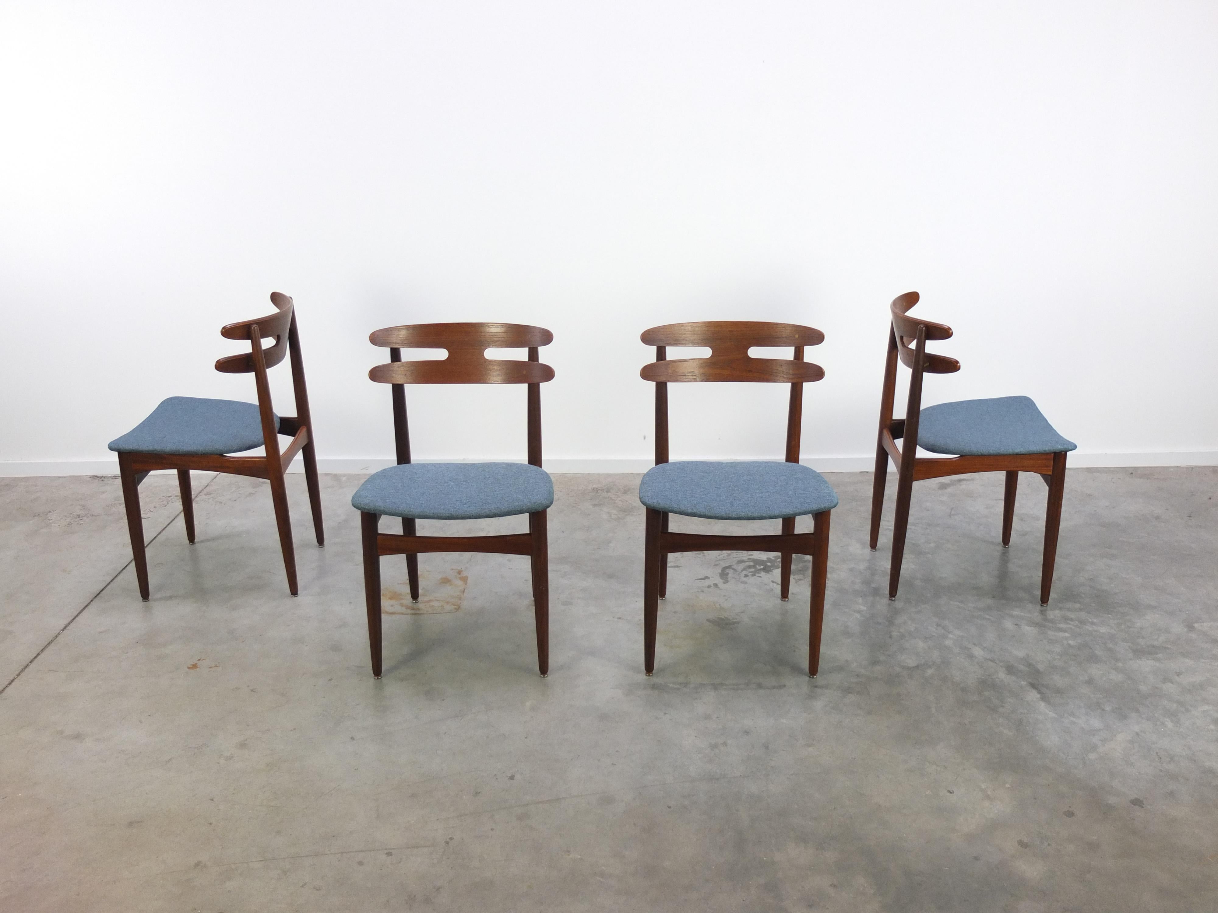 Danois Ensemble de 4 chaises à manger en teck « Modèle 178 » de Johannes Andersen pour Bramin, années 1960 en vente
