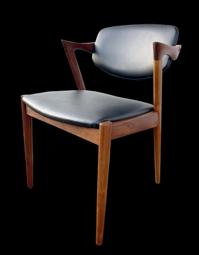 Scandinavian Modern Set of 4 Teak Model 42 Armchairs by Kai Kristiansen for Schou Andersen For Sale