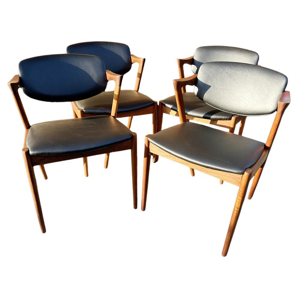 Set of 4 Teak Model 42 Armchairs by Kai Kristiansen for Schou Andersen For Sale