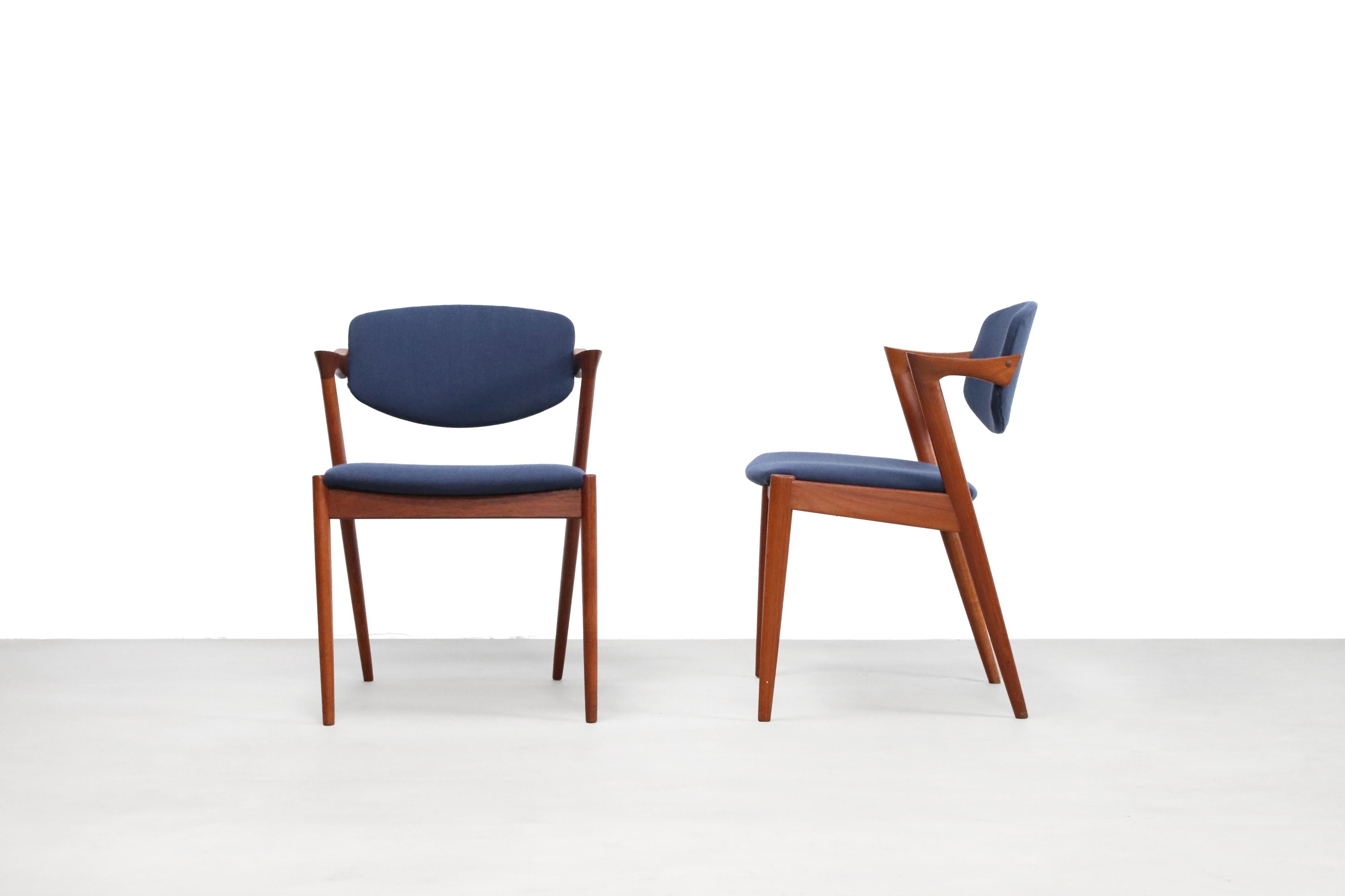 Set of 4 Teak Model 42 Dining Chairs by Kai Kristiansen for Andersen, Denmark In Good Condition In Amsterdam, Noord Holland