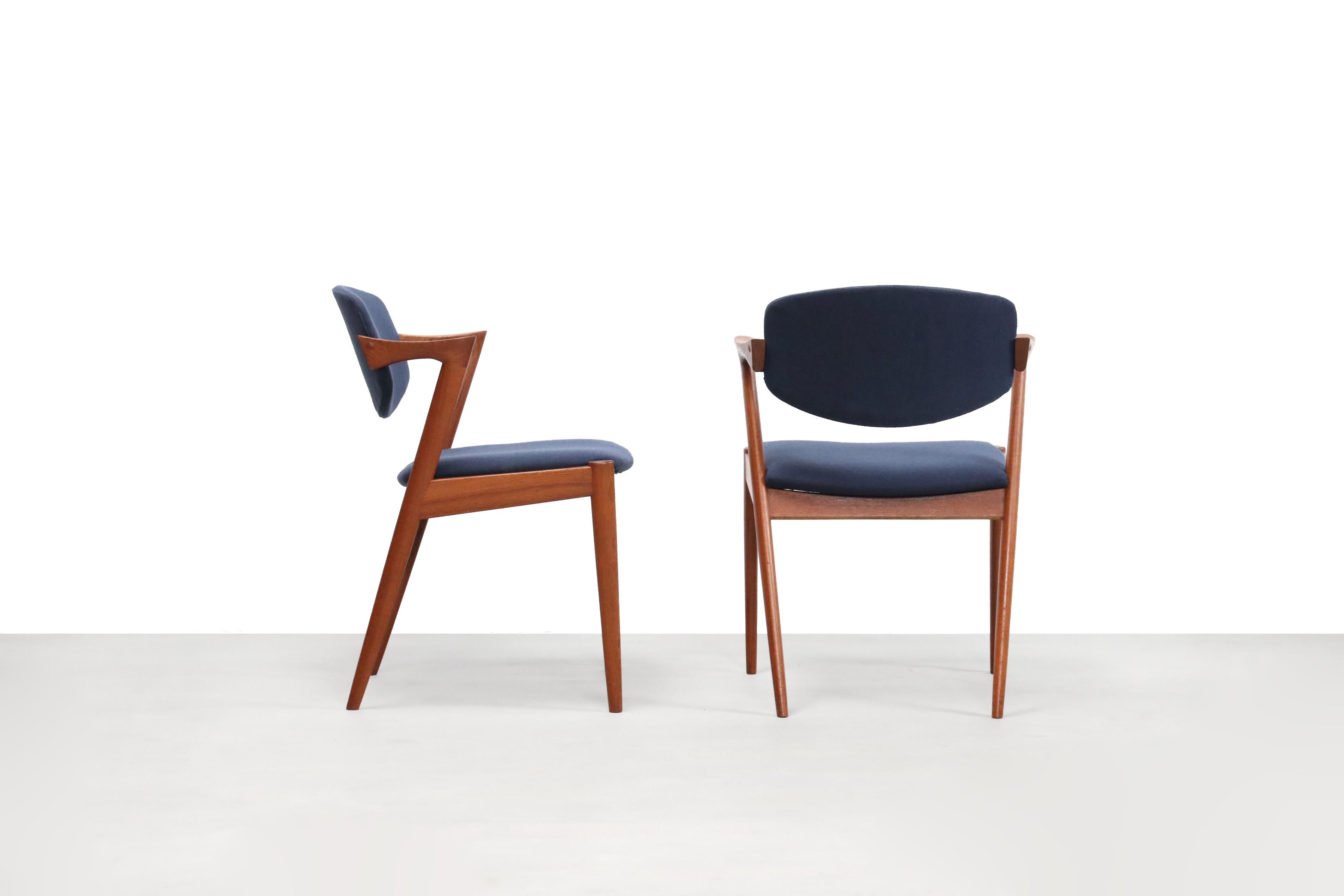 20th Century Set of 4 Teak Model 42 Dining Chairs by Kai Kristiansen for Andersen, Denmark