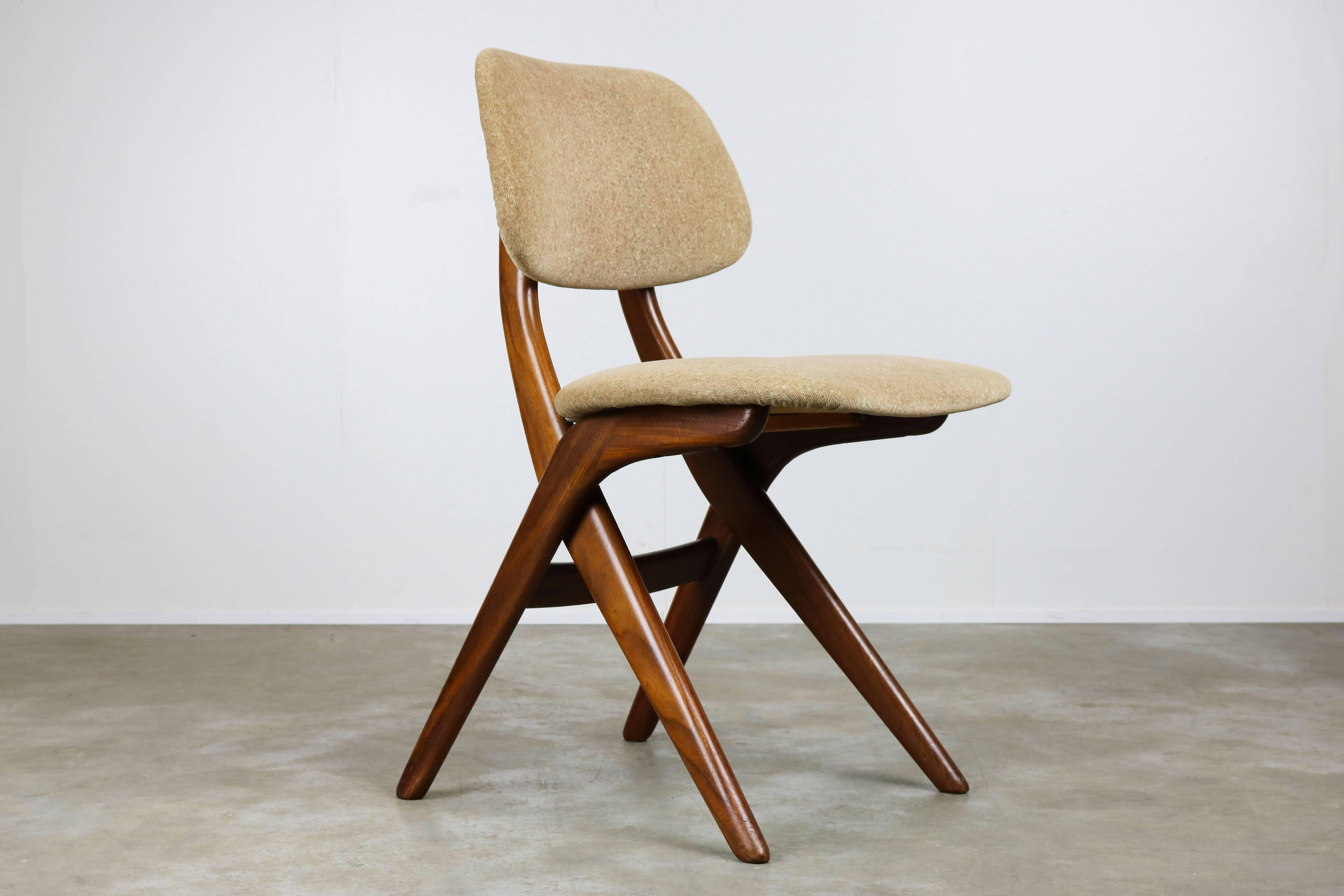 Mid-20th Century Set of Four Teak Pelican Dining Chairs, Louis Van Teeffelen for Webe 1960 Brown