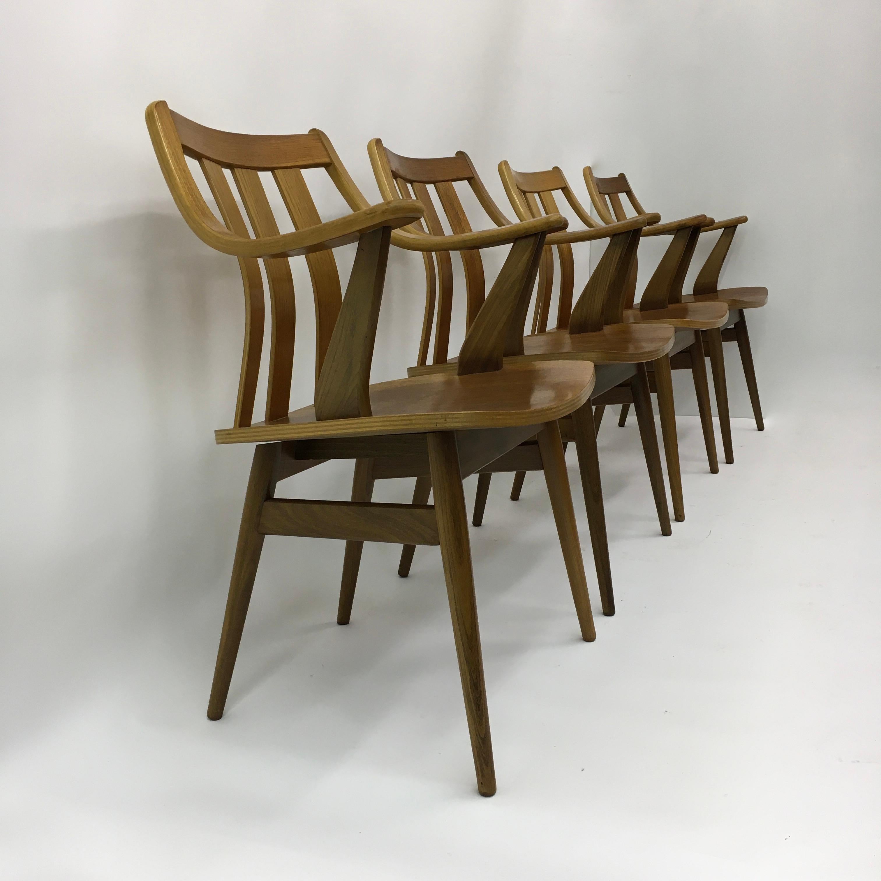 Set of  4 teak plywood dining chairs Attr. Pastoe , 1960’s For Sale 13