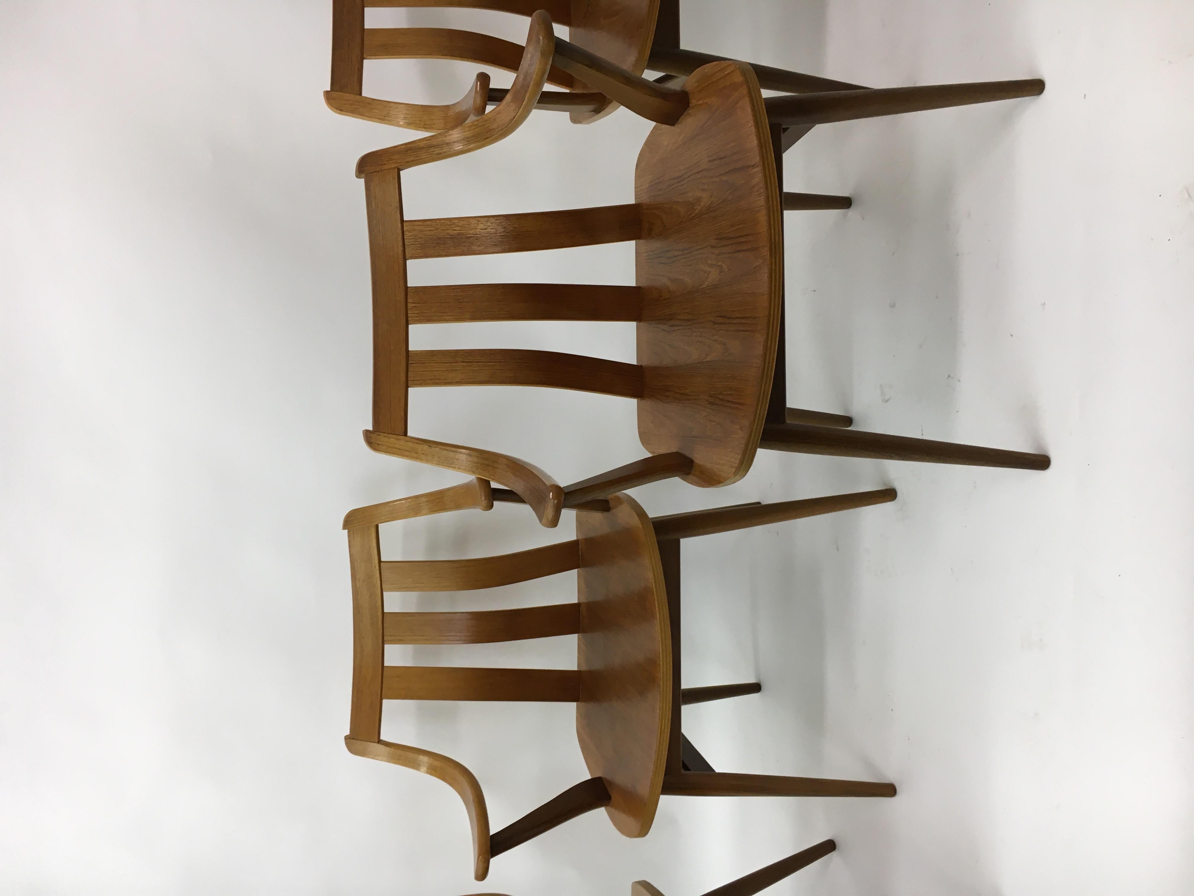 Set of  4 teak plywood dining chairs Attr. Pastoe , 1960’s For Sale 1