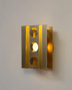 Set of 4, Tenfold Wall Sconce in Satin Brass, perforated metal, brutalist design